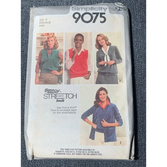 Simplicity Misses Cardigans Vest Sewing Pattern sz 12-16 9075 - uncut - Picture 1 of 4
